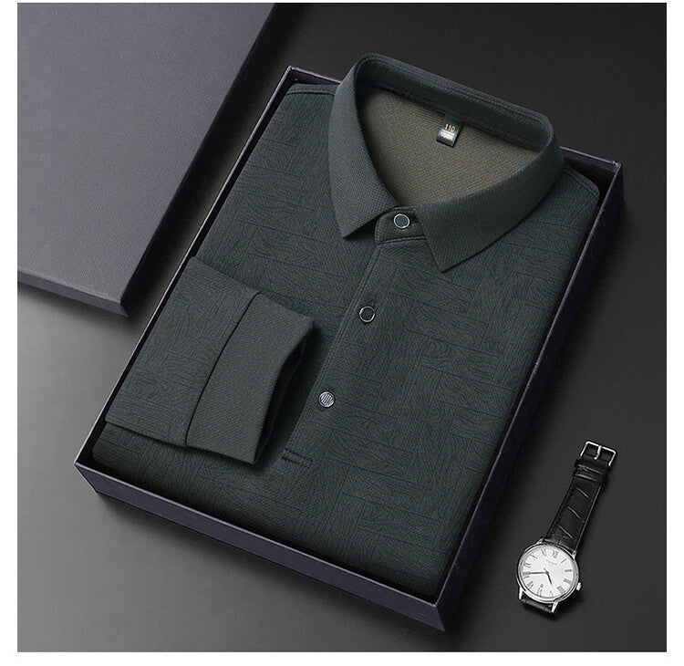 Herren Langarmbluse Elegant Strukturiert Modern