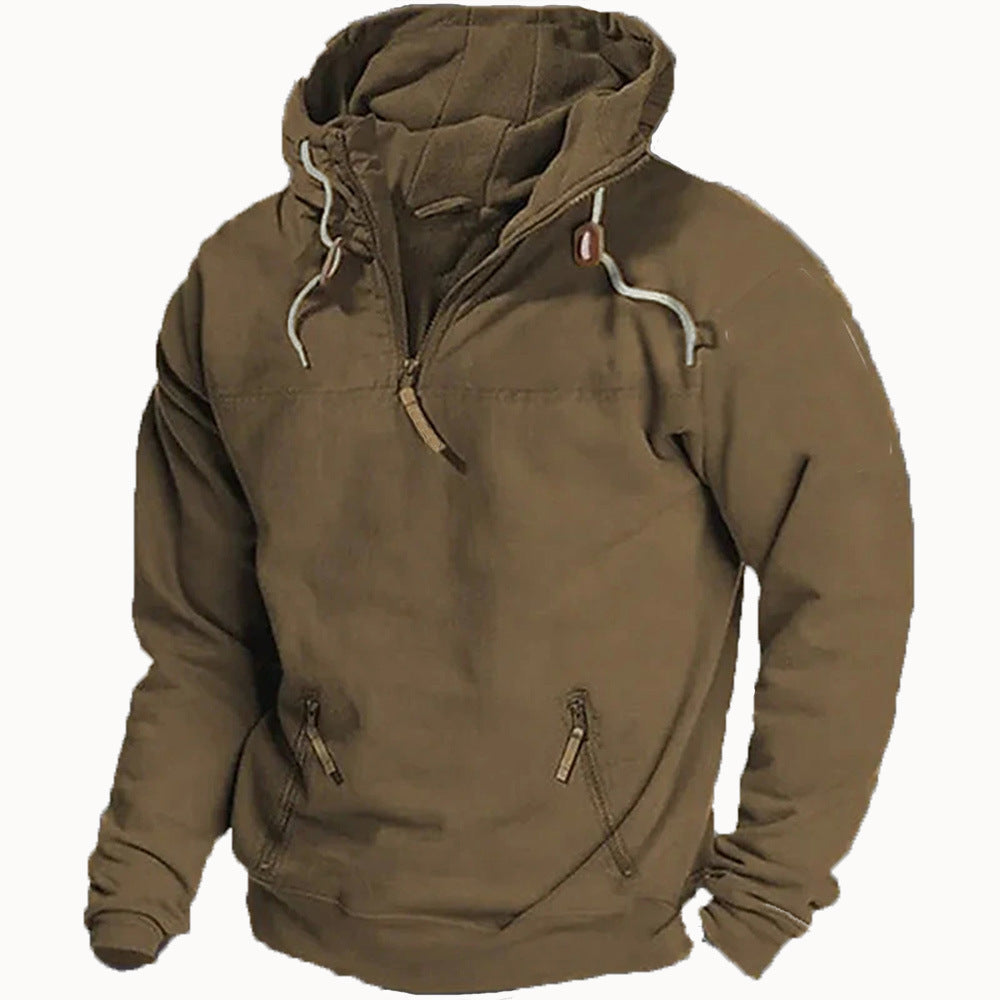 Herren Pullover Lässig Reißverschluss Kängurutasche Größe XL
