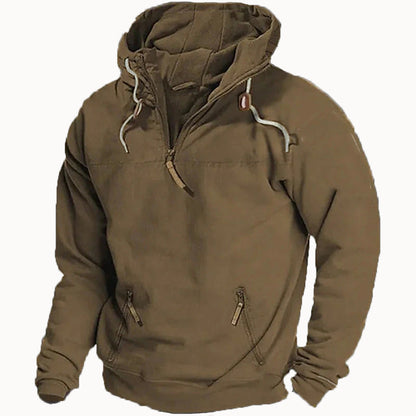 Herren Pullover Lässig Reißverschluss Kängurutasche Größe XL