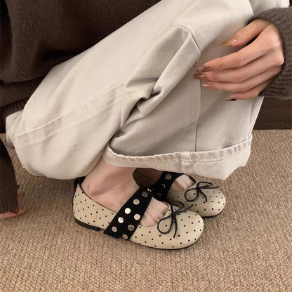Damen Ballerinas Schleifen-Design Modisch Riemen