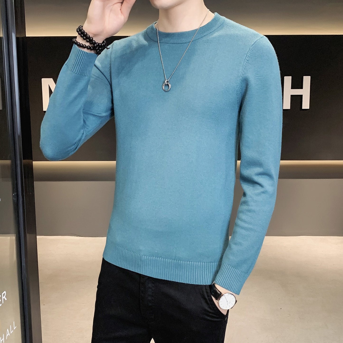 Herren Strickpullover Hochwertig Modern Schwarz