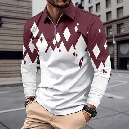 Herren Langarmshirt Modern Karomuster Trendy