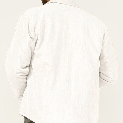 Herren Cordjacke Knopfdetails Modern Lederoptik