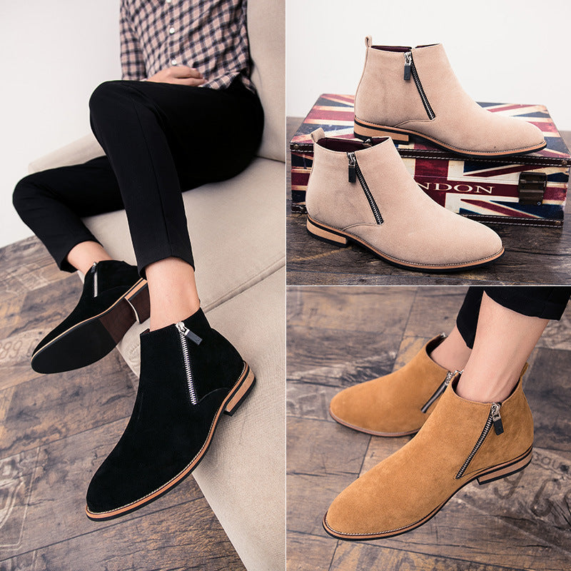 Damen Stiefel Ankle Boots Wildleder Reißverschluss - BerlinGlamour
