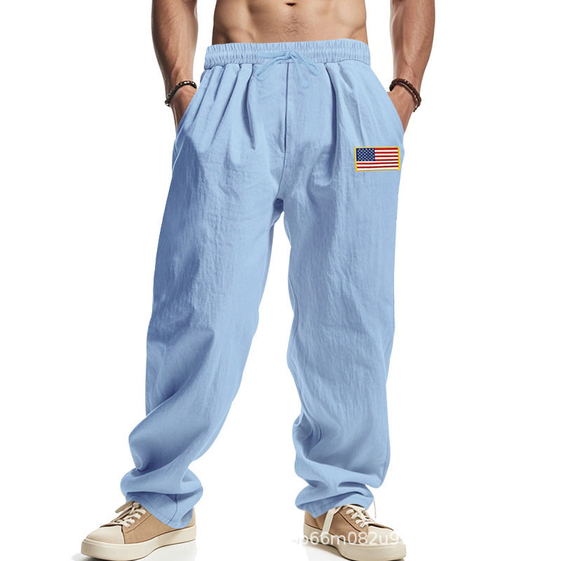 Herren Freizeithose Bequem Elastisch mit Flaggen-Applikation - BerlinGlamour