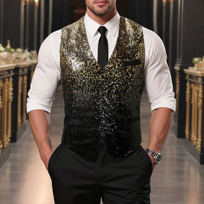 Herren Glitzer Weste Glamour Party