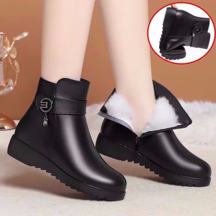 Damen Stiefeletten Warm Winterlich Mit Klappverschluss
