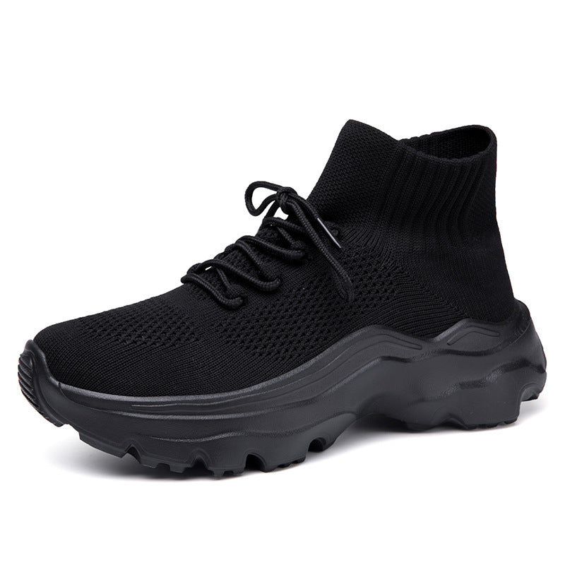 Damen Sneaker Strick Hochkragen Rutschfest Komfortschuhe