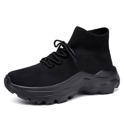 Damen Sneaker Strick Hochkragen Rutschfest Komfortschuhe