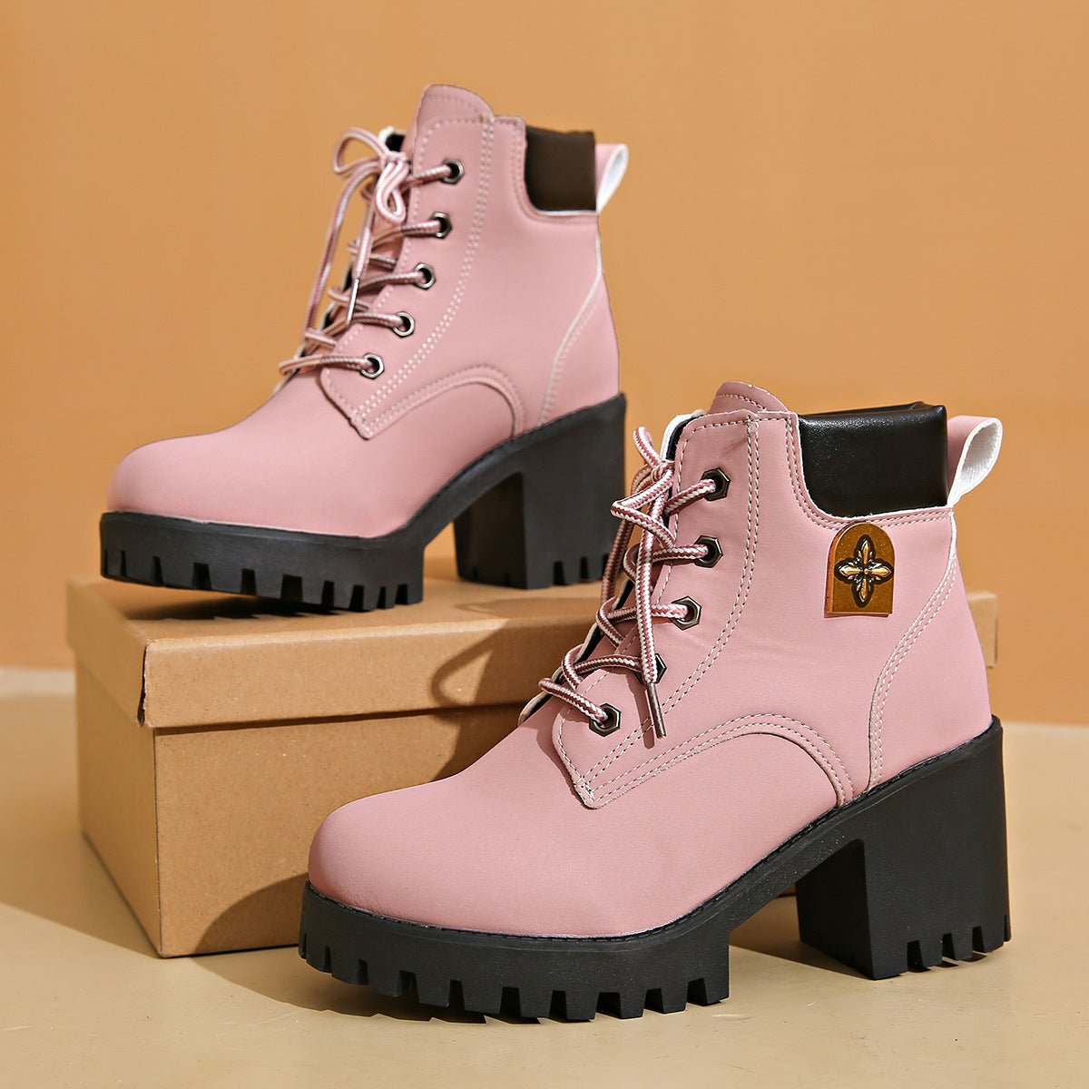 Damen Stiefel High Top Chunky Modisch Elegant