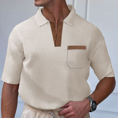 Herren Polohemd Kurzarm Modern mit Stehkragen und Brusttasche
