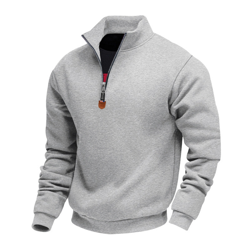Herren Pullover Sportlich Stehkragen Halbzipper