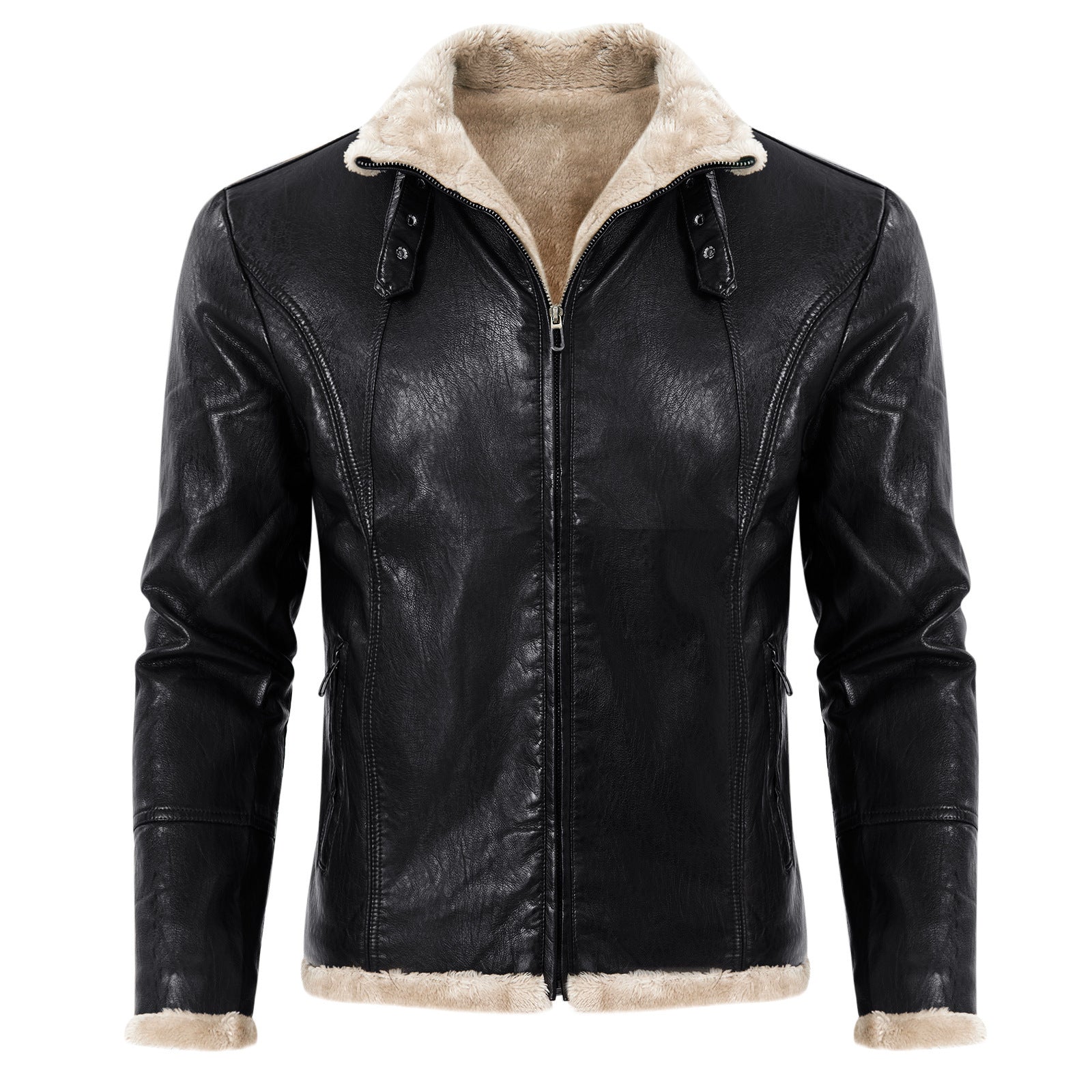 Herren Lederjacke Schwarz Warm Mit Innenfutter - BerlinGlamour