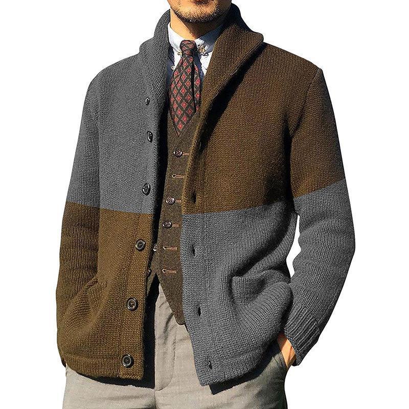 Herren Strickjacke Elegante Mit Kragen und Knöpfen Modern