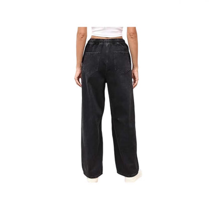 Damen Jeanshose Weite Bein Elastischer Bund