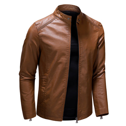 Herren Lederjacke Modern Casual Stil Schwarz