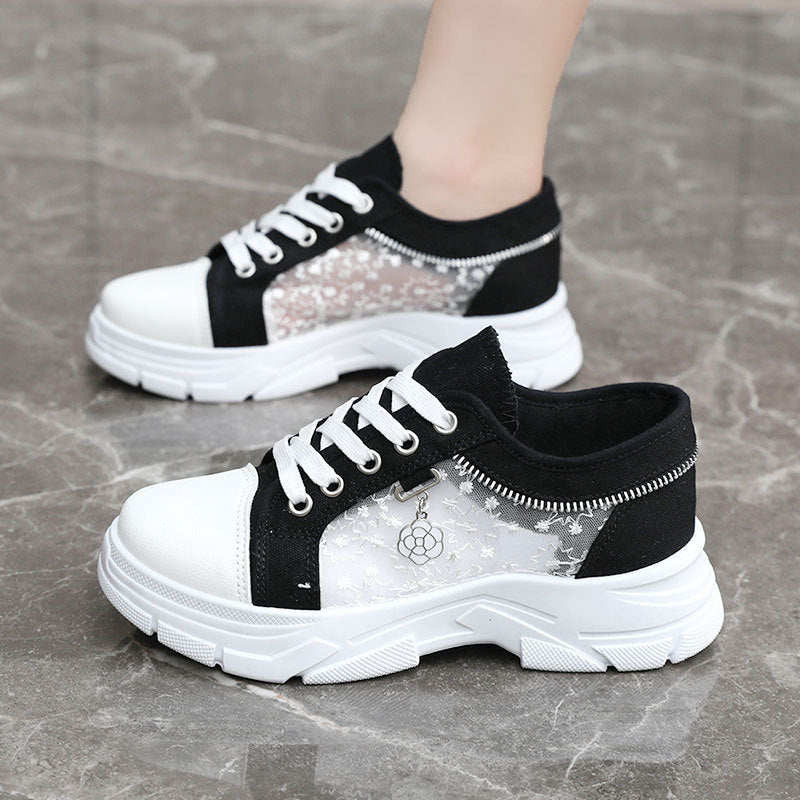 Damen Sneaker Transparent Reißverschluss Modisch