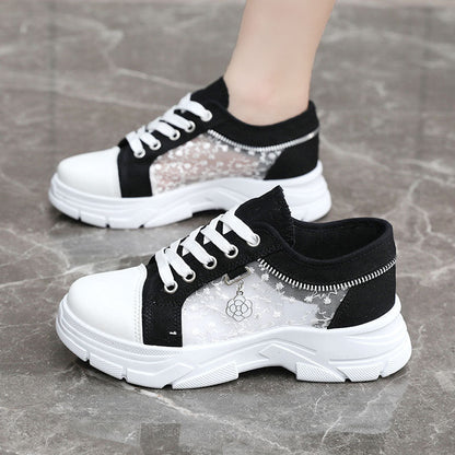 Damen Sneaker Transparent Reißverschluss Modisch