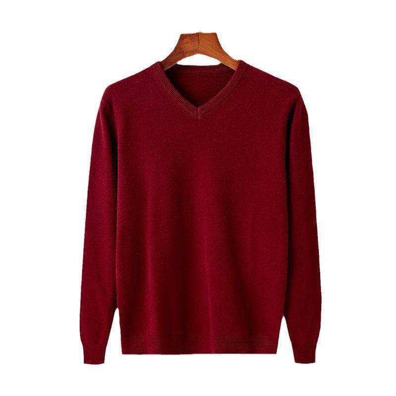 Herren Pullover V-Ausschnitt Feinwolle Elegante Ausführung