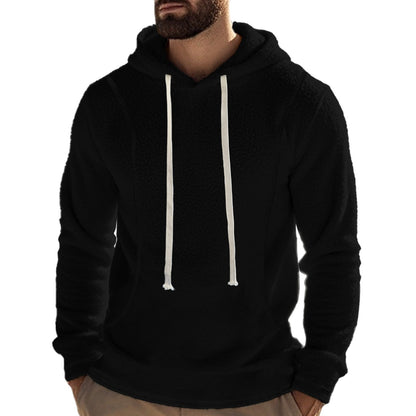 Herren Fleece Pullover Kapuzenjacke Hochkragen Tasche