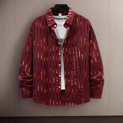 Herren Hemd Slim Fit Streifen Button Down Modern