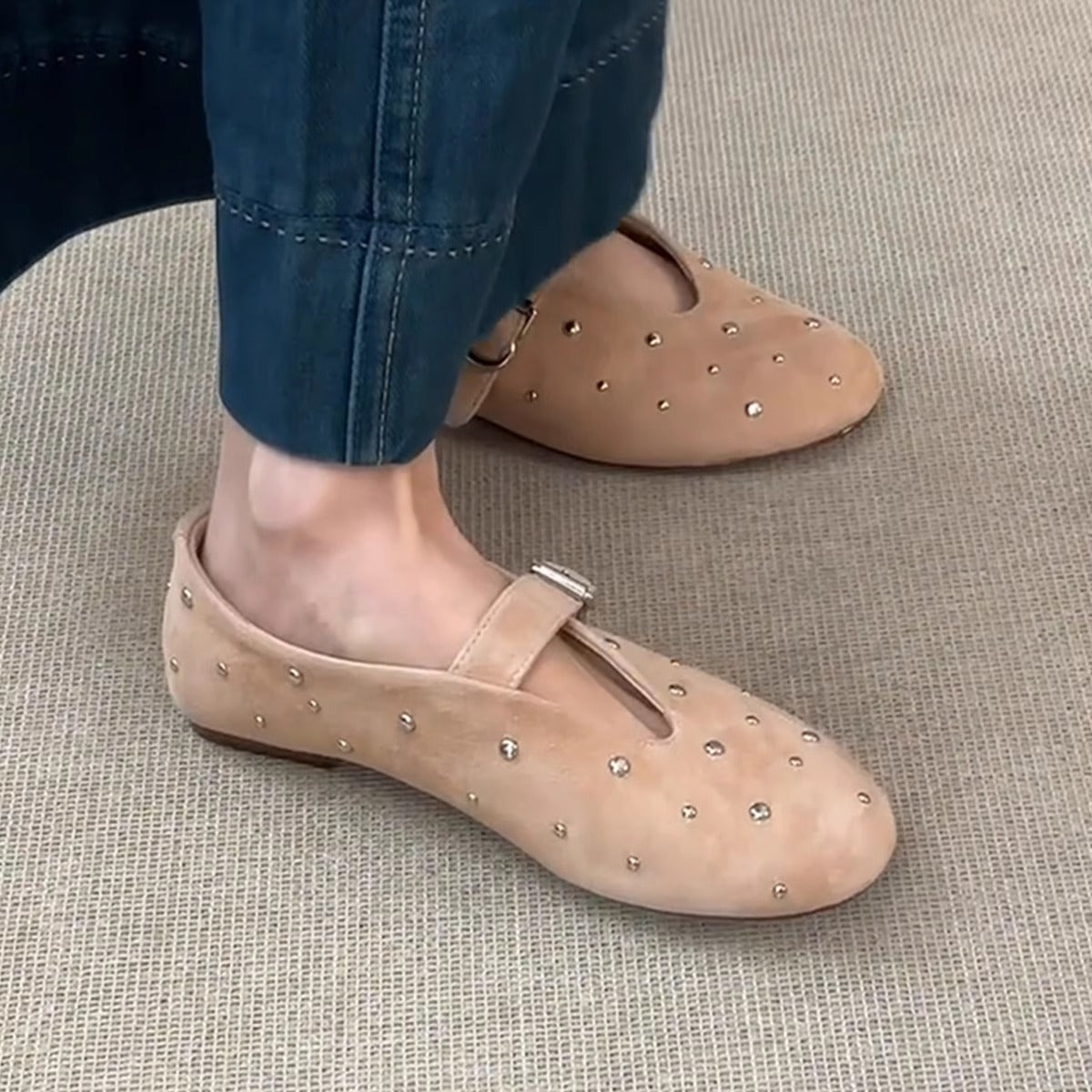 Damen Ballerinas Glitter mit Riemchen und modischem Design