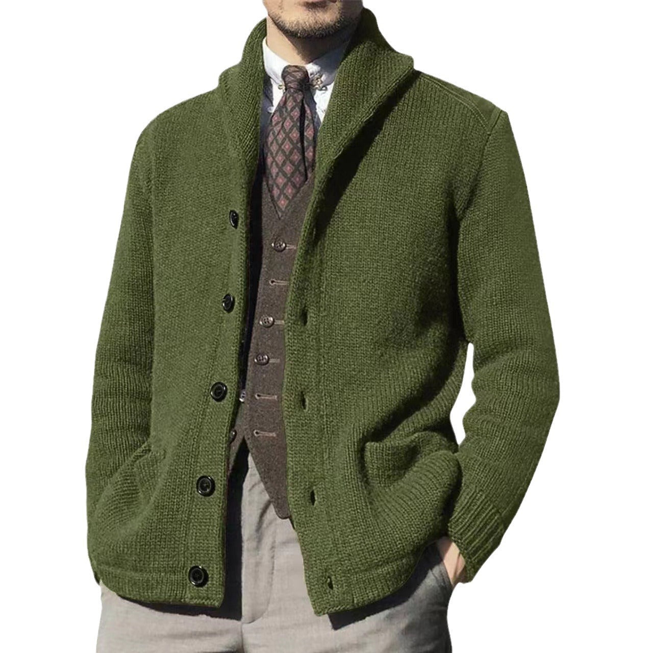 Herren Strickjacke Modern Schalkragen Casual