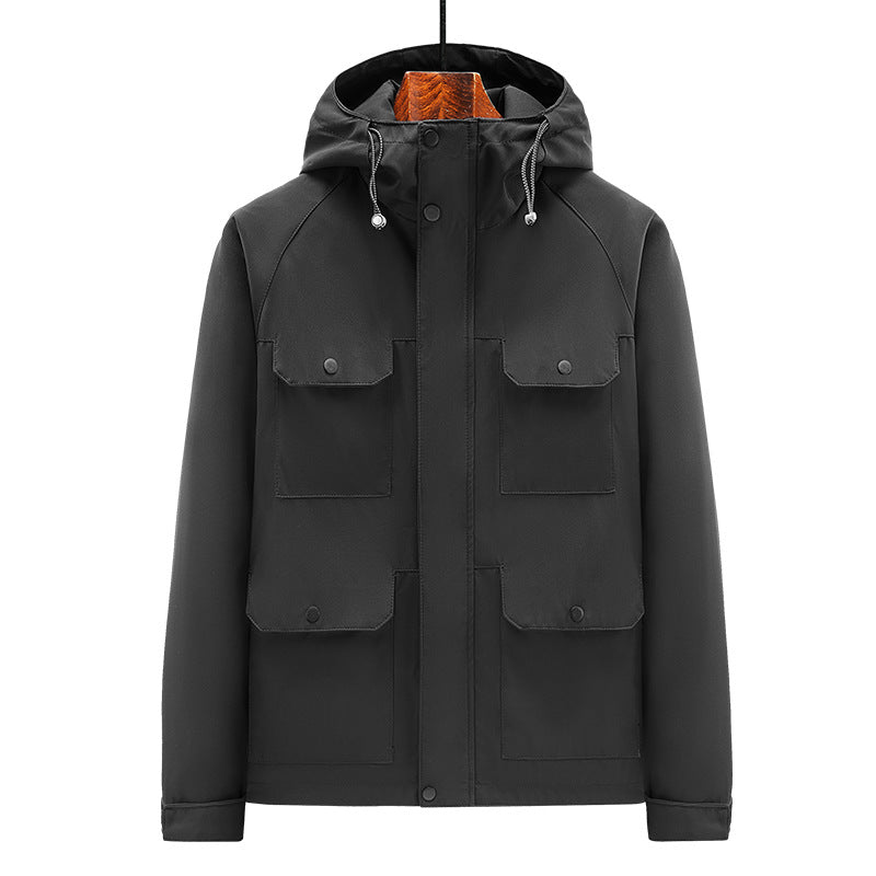 Herren Outdoor-Jacke Wasserdicht mit verstellbarem Kapuzen