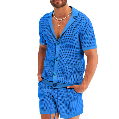 Herren Leichtes Sportset Kurzarm Hemd und Shorts atmungsaktiv