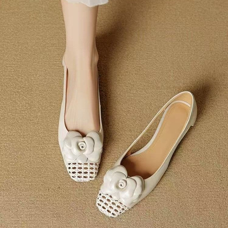 Damen Ballerina Schuhe Offen Fersen Floral Modisch - BerlinGlamour