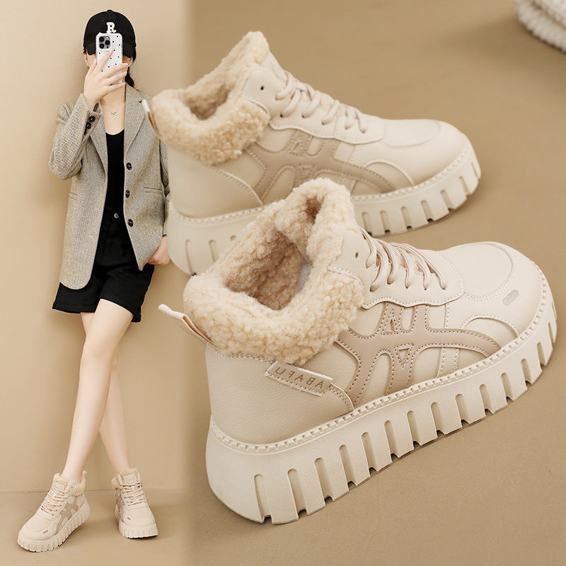 Damen Sneaker High Top Flauschig Warm Winter - BerlinGlamour