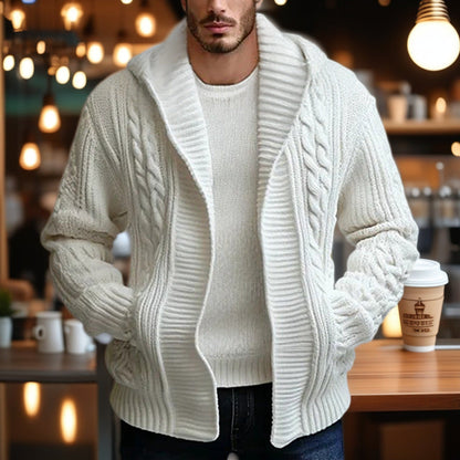 Herren Strickjacke Grobstrick Kabelmuster Oversized
