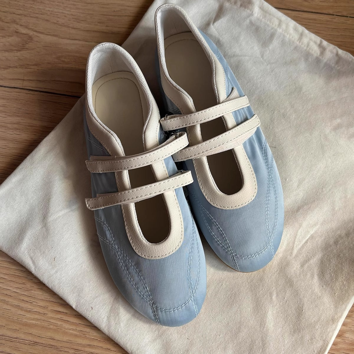 Damen Ballerinas Bequem Doppelriemen atmungsaktiv - BerlinGlamour