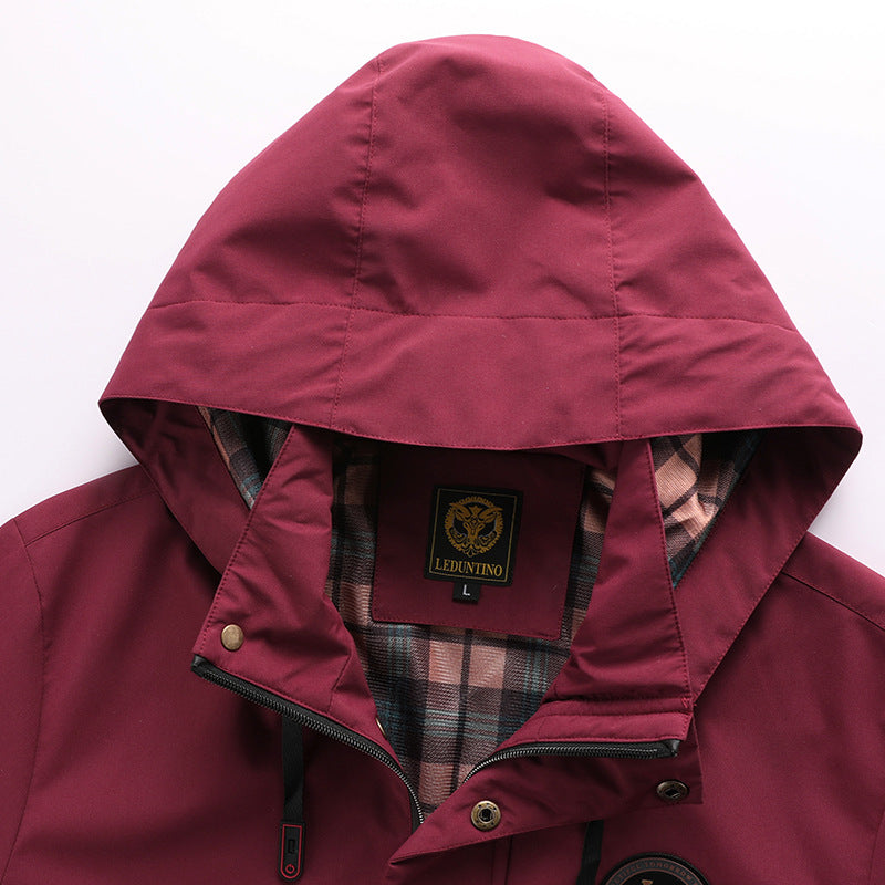 Herren Übergangsjacke Wasserdicht Mit Kapuze und Taschen
