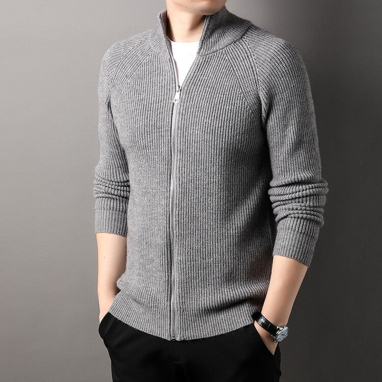 Herren Strickjacke Hochkragen Reißverschluss Uneffektiert Elegantes Design