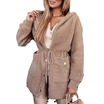 Damen Sherpa Jacke Kuschelig Warm mit Taschen