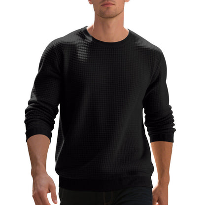 Herren Pullover Warm Strukturiert Rundhals