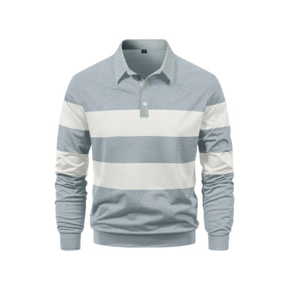 Herren Langarm Polo mit klassischem Streifenmuster Modern