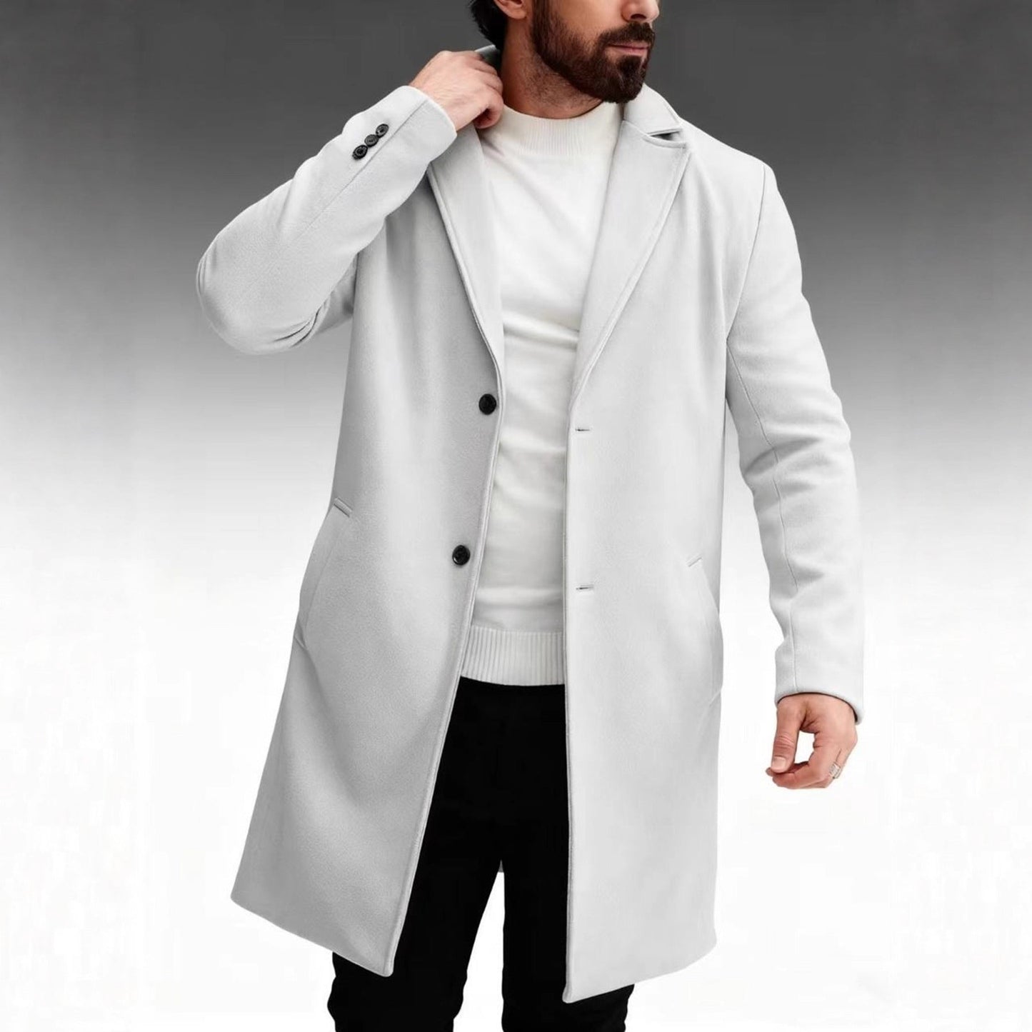 Herren Wintermantel Eleganter dunkler Langmantel Modern - BerlinGlamour