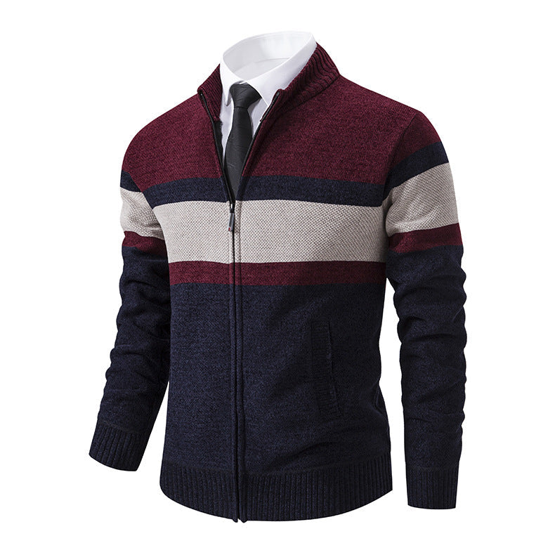 Herren Strickjacke Hochkragen Modern Zipper Style