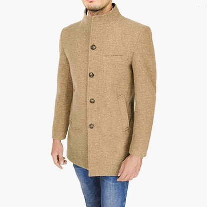 Herren Mantel Elegant Winter Melton Mantel Schwarz