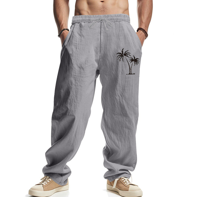 Herren Strandhose Bequem Palmen Muster Sommerhose