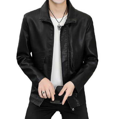 Herren Lederjacke Modern mit Taschen und Slim-Fit-Schnitt