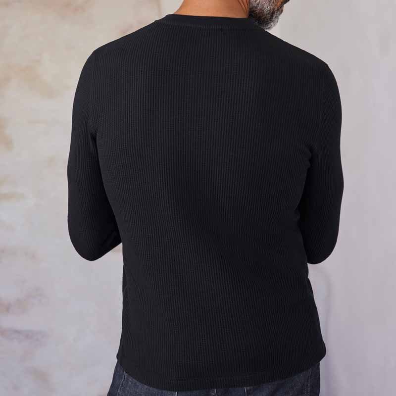 Herren Thermo-Oberteil Strick Pullover Knopfleiste Warm