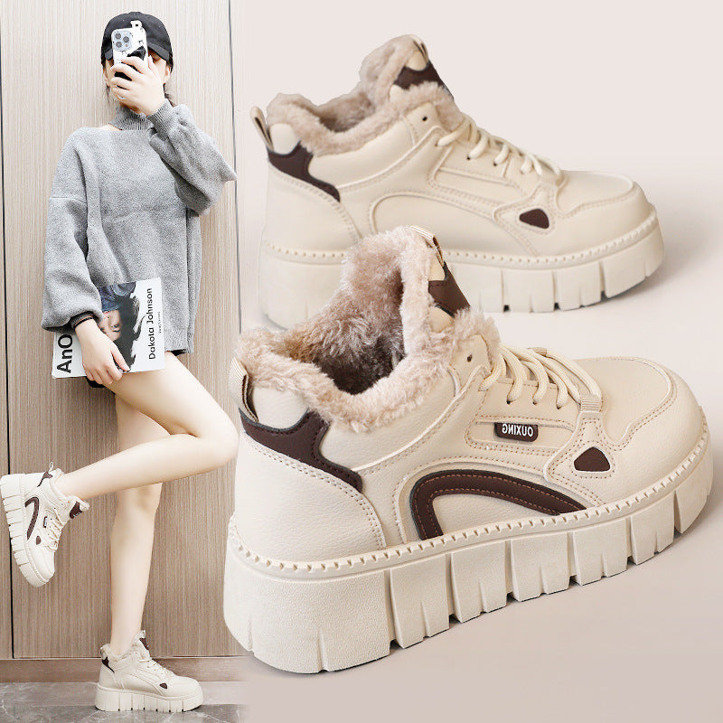Damen Sneaker High-Top Fleece-Innensohle RutschfestSchuhe Sportlich
