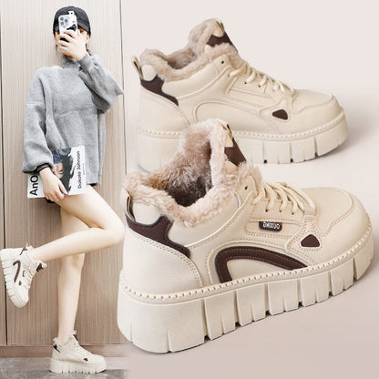 Damen Sneaker High-Top Fleece-Innensohle RutschfestSchuhe Sportlich