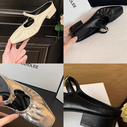 Damen Slingback Ballerinas Rüschen Elegant Schuhe
