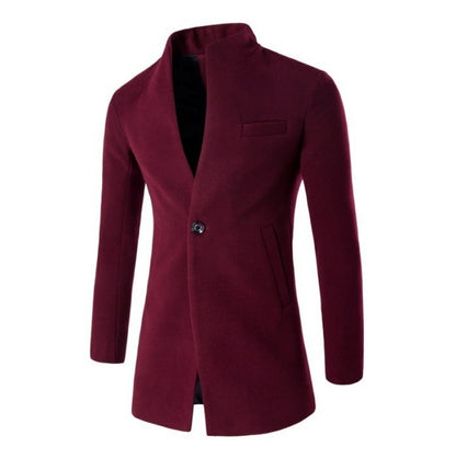 Herren Wolljacke Modern Stehkragen Elegant Schwarz