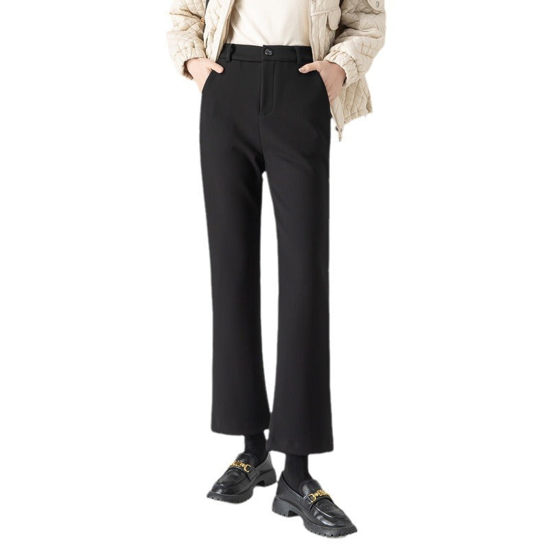 Damen Hose Hochtaillier Flared Elegant Schwarz