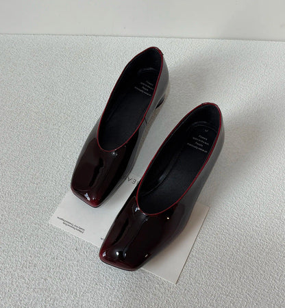 Damen Pumps Hochhackig Glänzend Quadratzehen